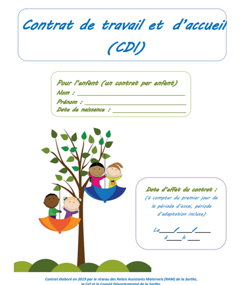 Contrat de travail Assistant(e) Maternel(le) durée indéterminée  Maine